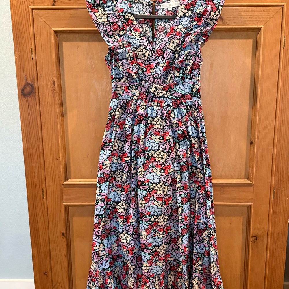 Karlie Vibrant Floral Maxi Dress Floral print on a black background (size S)